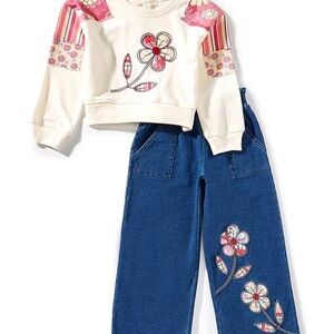 Peek Kids Matching Set - Cream and Blue Floral